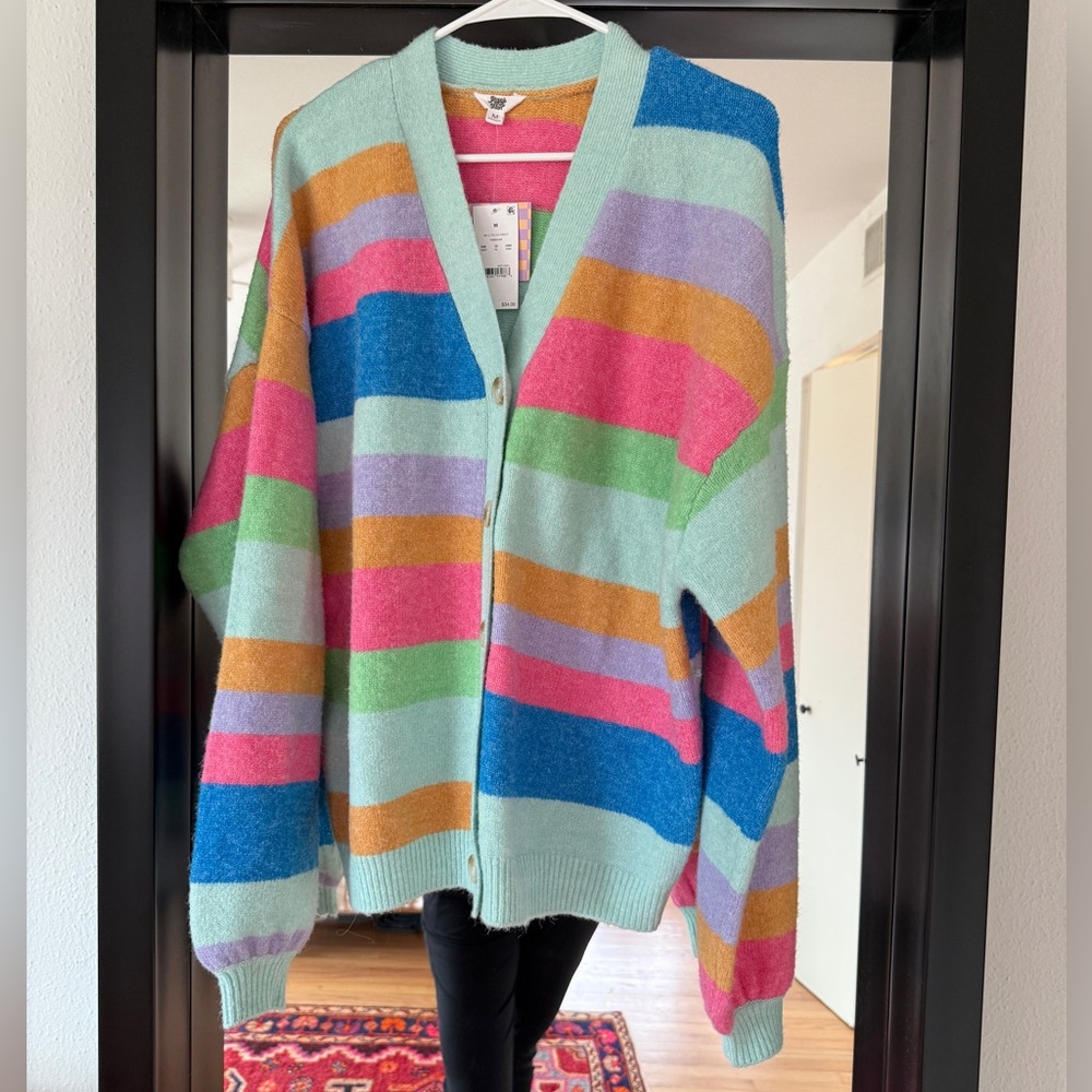 Vibrant Striped Cardigan Sweater